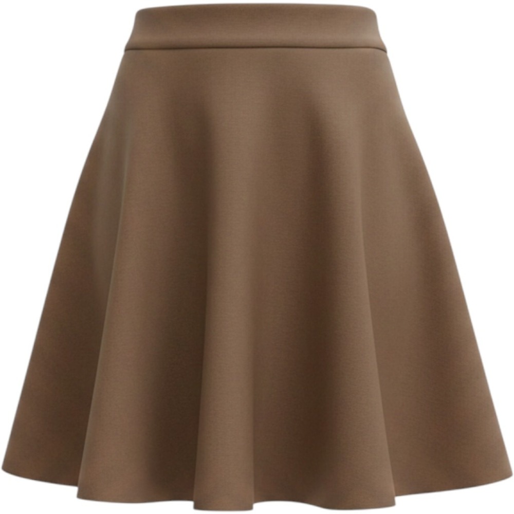 Miu Miu Taupe Brown 100% Virgin Wool Skater Mini Skirt Size 38 IT Made in Italy